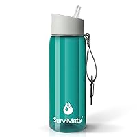Survimate 0.01μm Ultra-Filtration Filtered Water Bottle, Portable Water Filter Bottle with 4-Stage Filtration for Survival, Camping, Hiking, Backpacking, Drinking, Emergency