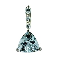 Carillon Aquamarine Natural Gemstone Trillion Shape Pendant 925 Sterling Silver Party Jewelry 925 Sterling Silver