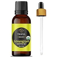 Organic Lemongrass Essential Oil, 30 ml -100% Pure Natural Therapeutic Grade Oil for Aromatherapy, Diffuser, Face, Hair and Body Care