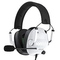Jeecoo J50 Gaming Headset for PS4 PS5 Xbox One S/X - Stereo Sound Headphones with Microphone - Folding, Comfortable Lightweight Fit Compatible with PC Laptop Mobile Devices - White
