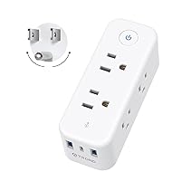 TROND Outlet Extender Surge Protector USB - Multi Plug Outlet Splitter with Rotating Plug, 6 AC Outlets, 2 USB A Ports, 1 USB C, Wall Plug Extender, Power Switch, 1440J, 3-Side Power Strip, White