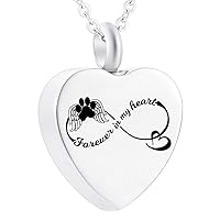 Cremation Jewelry for Ashes Forever in My Heart Keepsake Memorial Jewelry for Urn Necklace Stainless Steel Ashes Pendant with 20 Inch Chain