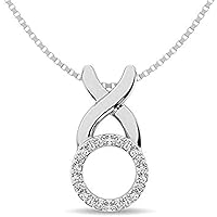 Created Round Cut White Diamond 925 Sterling Silver 14K White Gold Over Diamond X & O Dazzling Pendant Necklace for Women's & Girl's
