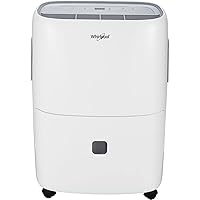 Whirlpool 40 Pint Portable Dehumidifier with Built-In Pump, 24-Hour Timer, Auto Shut-Off, Easy-Clean Filter, and Auto-Restart, For Bathrooms, Basements, and Bedrooms