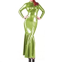 22 Colors Long Sleeve PVC Mermaid Dress Women Sexy Trumpet Vestido (Fruit Green,6XL)