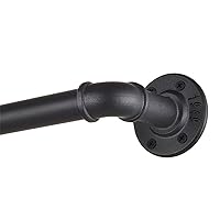 1 Inch Industrial Curtain Rod, Curtain Rods for Windows 66 to 120, Pipe Wrap Around Curtain Rod, Indoor/Outdoor Curtain Rod, Room Divider Curtain Rod, Blackout Curtain Rod 72-144 Inch: Black