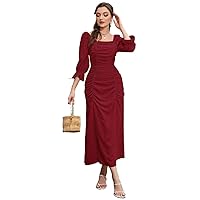 Modely Swiss Dot Flounce Sleeve Ruched Frilled Dress