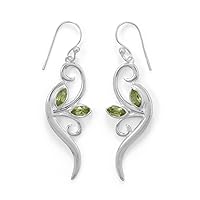 925 Sterling Silver Peridot Leaf and Branch Earrings Leaves on French Wire is 4mm X 8mm Jewelry for Women
