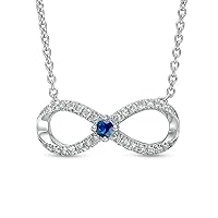 ABHI 0.16 CT Round Cut Created Blue Sapphire & Diamond Infinity Pendant Necklace 14k White Gold Over