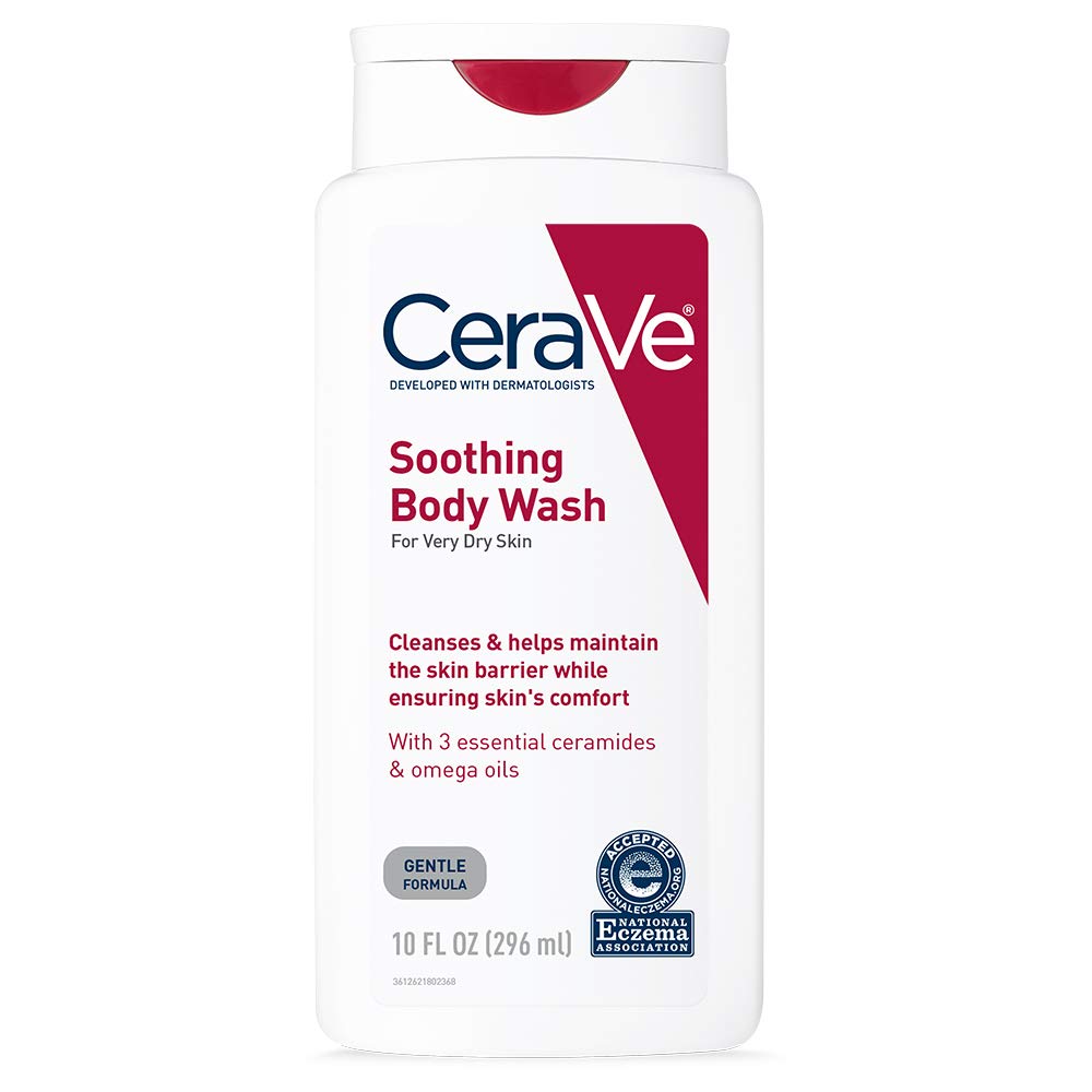 CeraVe Soothing Body Wash for Dry Skin | Shower Oil for Sensitive, Dry, Itchy, and Eczema-Prone Skin | Fragrance Free & Paraben Free & Sulfate Free | 10 oz