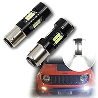NSLUMO Xenon White Led DRL Bulbs Replacement for 2015-2018 J-eep Renegade LED Daytime Running Lights, 21-SMD 1200Lm 6000K 3030SMD 1157 BAY15D DRL Led Bulbs Polarity Free