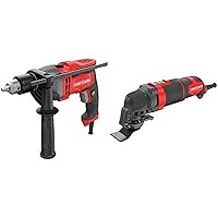 CRAFTSMAN Drill/Driver, 7-Amp, 1/2-Inch with Oscillating Tool Kit, 3-Amp, 14-Pieces (CMED741 & CMEW400)