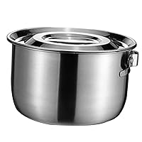 BESTOYARD Stainless Steel Lard Tank Glass Jars with Lids Metal Mixing Bowl Kitchen Supplies Container with Lid Salad Mixing Container Gravy Pourer Separator Multi-use Basin Round Oil Tank