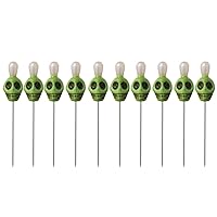 BLESSUME 10pcs Skull Top Voodoo Pin for Doll Magic Candle Ritual Pins (Green)