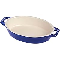 STAUB Ceramics Oval Baking Dish, 11-inch, Dark Blue