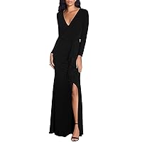 Betsy & Adam Women's Size Long Sleeve Stretchy Formal Dress (Available in Plus)