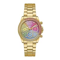 GUESS Ladies 38mm Watch - Gold Tone Strap Pink Dial Gold Tone Case