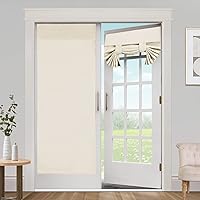 Blackout Curtains for French Doors - Thermal Insulated Tricia Door Window Curtain for Patio Door, Self Stick Tie Up Shade Energy Efficient Double Door Blind, 26 x 68 Inches, 2 Panels, Beige