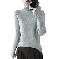 Autumn Winter Women Wool Sweater High Neck Pullover Cashmere Sweater Casual Long-Sleeved Knitted Jacket