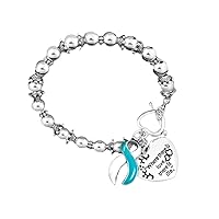 Fundraising For A Cause Teal & White Ribbon Bracelet - Where There is Love (1 Bracelet - Retail)