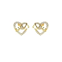 VVS Gems I Love You Earring in 18K Gold with Round Cut Natural Diamond (0.39 ct) with White/Yellow/Rose Gold Romantic Gift Earring for Women (IJ-SI)