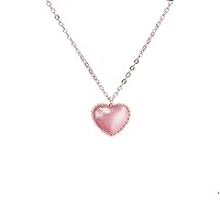925 Sterling Silver Pink Opal Love Necklace