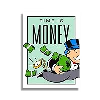 Classic Cartoon Graffiti Canvas Painting ALEC Monopoly Time is Money Poster Home Living Room Office Wall Picture Decor No Frame (40 * 60cm No Frame,9)