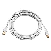 Monoprice USB Type-A to USB Type-B 2.0 Cable - Gold Plated, 28/24AWG, 15 Feet, White