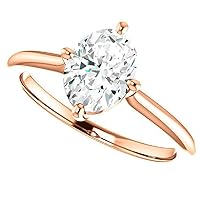 10K Solid Rose Gold Handmade Engagement Ring 1 CT Oval Cut Moissanite Diamond Solitaire Wedding & Engagement Bridal Ring for Women Propose Ring