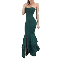 XJYIOEWT Sundresses for Women 2024 with Sleeves Plus Size, Prom Gown Women Dress Slit Evening Dress Sleeveless Maxi Par