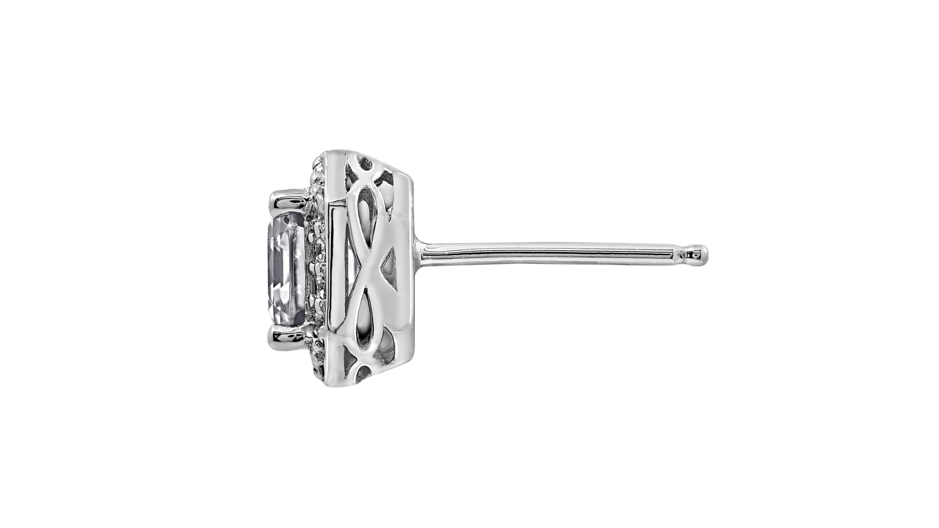 Amazon Collection Platinum or Gold Plated Sterling Silver Halo Earrings set with Asscher Cut Infinite Elements Cubic Zirconia