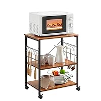 Kitchen Stand Microwave Cart 23.7'' for Small Space, Coffee Bar Table 3-Tier Rolling Utility Microwave Oven Rack