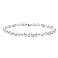 6-6.5mm White Akoya Saltwater Cultured Pearl Necklace for Women AA+ Quality Sterling Silver Clasp, 24
