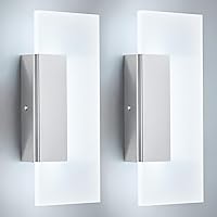 Modern Acrylic Wall Sconces Set of 2 Chrome Wall Light 9W 6000K Cool White Hardwired Wall Lighting for Bedroom Living Room Staircase Corridor
