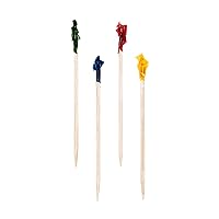 True Frilled Appetizer Picks, Toothpicks for Garnishes on Mai Tais and Daiquiris, Assorted Colors Cellophane and Wood, 2.5 Inches Set of 50
