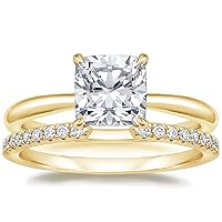 Cushion Cut Solitaire Moissanite Engagement Ring, 2CT Center Stone, 18K Sterling Silver Setting