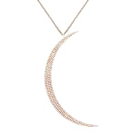 AFFY Round Cut 0.66 Cttw White Diamond Crescent Moon Pendant Necklace In 10K Solid Gold