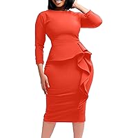 Sun Dresses for Women 2024 Casual,Women's Elegant Bodycon Ruffle Short Sleeve Cocktail Midi Pencil Dress Cockta