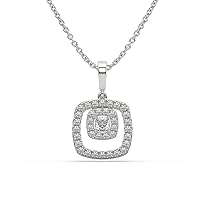 Moissanite 1.48TCW Round Cut D Color VVS1 Diamond Cushion Shape Pendants For Mother With 925 Sterling Silver
