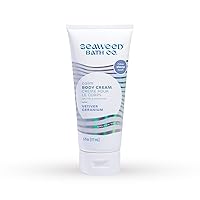 Seaweed Bath Co. Calm Body Cream, Vetiver Geranium Scent, 6 Ounce, Relaxing Hand & Body Lotion Moisturizer for Dry Skin, Sustainably Harvested Seaweed, Oat Milk, Chamomile
