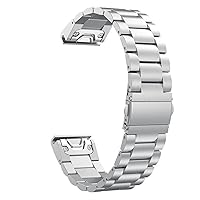 26 22 20mm Watchband for Garmin Fenix 6 6X Pro 5 5X Plus 3HR Stainless Steel Band Fenix6 Fenix5 Watch Quick Release Wrist Strap (Color : Silver, Size : Fenix 7S)