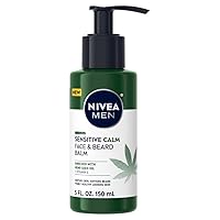 NIVEA Men Sensitive Calm Face and Beard Balm, Men's Beard Balm for Sensitive Skin, 5 fl oz pump bottle