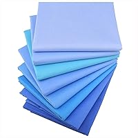 Hanjunzhao Solids Blues 8 Fat Quarters Quilting Fabric Bundles, Precut Cotton Fabric for Sewing Crafting,(Solids Blue)