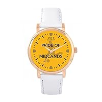 Football Fans Pride of Midlands Yellow Black Ladies Watch 38mm Case 3atm Water Resistant Custom Designed Quartz Movement Luxury Fashionable