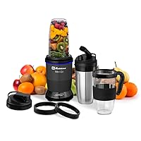 Mix&Go Portable Blender, Personal Size Blender for Shakes and Smoothies, 1000-watt Motor, Stainless Steel Blades with 6 Arms, 12 Accessory Kit, Black