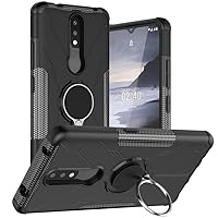 ZORSOME Dual Layer Shockproof Case for Motorola Nokia 2.4, 360° Rotatable Kickstand TPU + PC Protective Case for Nokia 2.4,Black