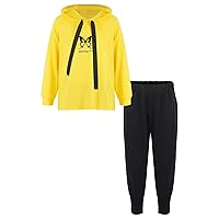 Kids Girls 2 Piece Hoodie Long Sleeve Sweatshirt and Jogger Pants Set Casual Daily Sport Workout Tracksuit