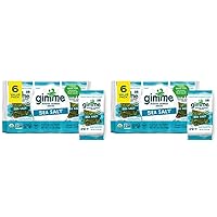 gimMe - Sea Salt - 6 Count - Organic Roasted Seaweed Sheets - Keto, Vegan, Gluten Free - Great Source of Iodine & Omega 3’s - Healthy On-The-Go Snack for Kids Adults (Pack of 2)
