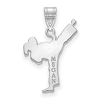 14k White Gold Girl Karate Customize Personalize Engravable Charm Pendant Jewelry Gifts For Women or Men (Length 0.78
