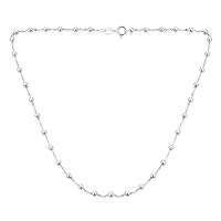 Bling Jewelry Traditional Dainty .925 Sterling Silver Petite 3,4,6MM Round Bead Station Ball Necklace For Women Teens Shinny Polished 16, 18 Inch